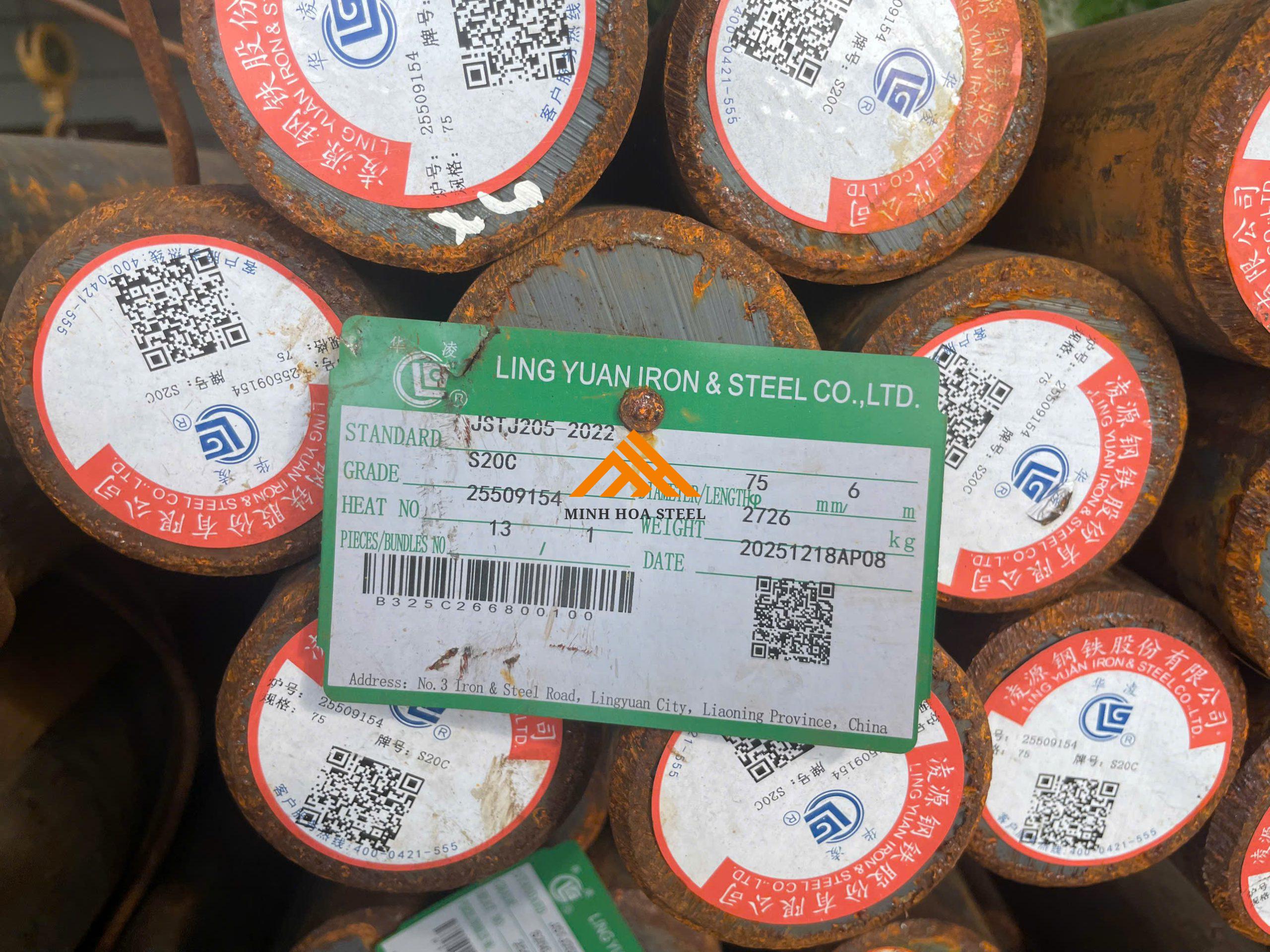 Thép Tròn Đặc S20C Phi 75 | Thép Thanh Tròn S20C Phi 75 Thep thanh tron s20C phi 75