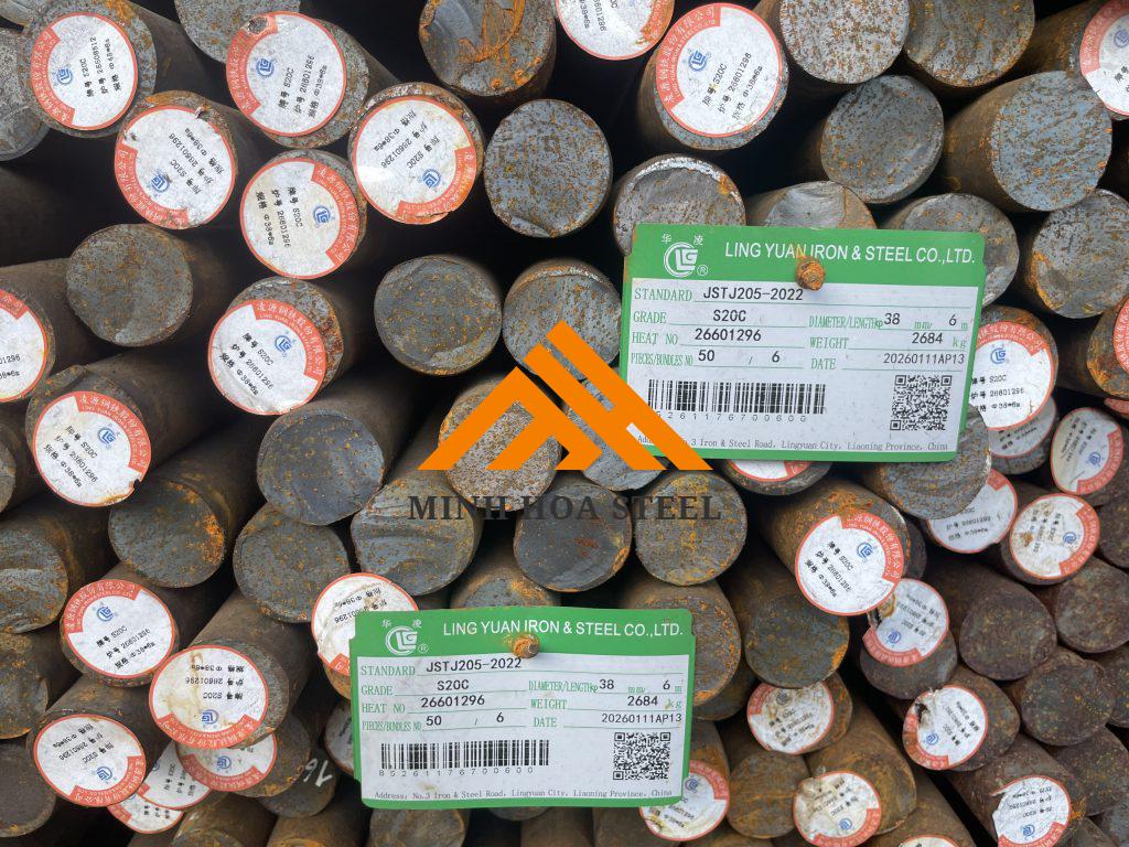 Thép Tròn Đặc S20C Phi 38 | Thép Thanh Tròn S20C Phi 38